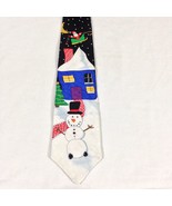 Lord &amp; Taylor Metropolitan 100% Silk Snowman Christmas Tie 57&quot;inches - £12.16 GBP