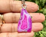 925 Sterling Silver Plated, PINK Druzy Geode Agate Stone Pendant, Healing 4 - $12.73