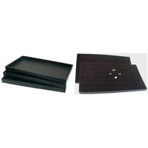 Black Faux Leather Jewelry Display Tray W/ Black Ring Foam Insert Pad Kit 6 Pcs - £31.27 GBP