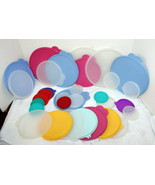 Lot of 31 Vintage Tupperware Lids ~ Red Blue Yellow Green Purple Clear F... - $38.08 CAD