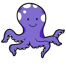 Cuddles the Octopus Vinyl Wall Decal - 28&quot; wide x 24&quot; tall - £25.76 GBP