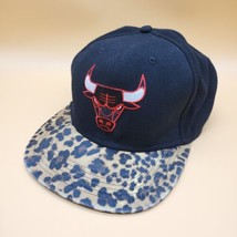 Chicago Bulls Hat Cap Mitchell Ness Hardwood Classics Leopard Black Red Logo NBA - $22.99