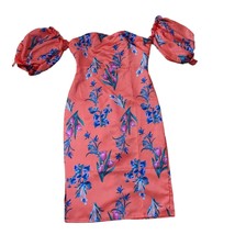 Order Plus Orange Off The Shoulder Bardot Tropical Flower Print Dress Medium M - £31.28 GBP