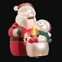 Santa and Snowman Flicker Flame Night Light Swivel Plug 5.5 Inch - $33.64