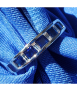 SAPPHIRE DIAMOND Wedding Band ORIGINAL Vintage Ring Solid 14K WHITE GOLD... - $2,180.25