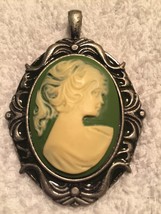 Green Cameo Necklace Pendant  - $5.00