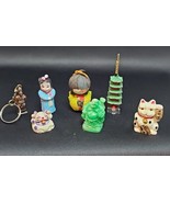 Vintage Lot of Asian Collectible Minis Both Paws Lucky Cat Buda Kokeshi ... - $75.04 CAD