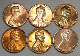 Lot of 6 Lincoln Cent Uncirculated Coins 1967-1995 AG157 - £37.40 GBP