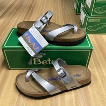 Betula Birkenstock Mia Metal Silver Birko-flor Sandals Size 8 US/ EUR 38 /Narrow - £55.81 GBP