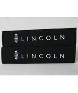 2 pieces (1 PAIR) Lincoln Embroidery Seat Belt Cover Pads (White on Black) - $338.43 MXN