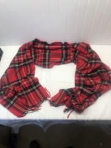 red black white plaid cashmere feel scarf winter italy design fringe - £14.91 GBP