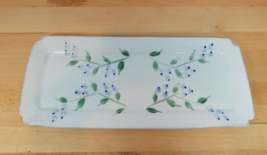 Studio Pottery Large White Blueberry Serving Tray Platter 14.75&quot; long Signed SRP - £23.72 GBP