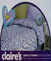 SCHOOL OF HEARTS LAVENDER PURPLE TWIN COMFORTER SHEETS 4PC BEDDING SET NEW - $81.58