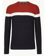 Mens EX M&amp;S Red mix Pure Cotton Textured Jumper UK Size Small - £21.48 GBP