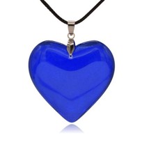 Large Solid Glass Heart Pendant Necklace - $14.99