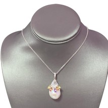 Diamond Sapphire FW Pearl Necklace 17.5 In Italy Certified $3,950 017807 - £941.72 GBP