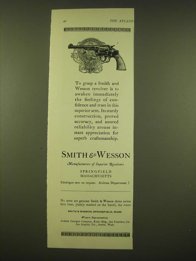 1924 Smith & Wesson revolver Ad - City of Chicago Police Badge - £14.61 GBP