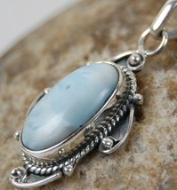 925 Sterling Silver Larimar Handmade Necklace 18&quot; Chain Festive Gift PS-1696 - £26.23 GBP
