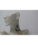 Swarovski Crystal Chandelier Hook Earrings Dark Blue/ White Oval Drop Da... - £121.36 GBP