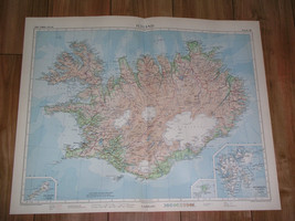 1955 Vintage Map Of Iceland / Svalbard Spitsbergen Jan Mayen / Scale 1:1,000,000 - £36.75 GBP