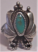 Vintage Turquoise &amp; Sterling Silver Southwest Butterfly Ring JT hallmark - £117.26 GBP