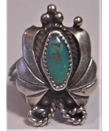 Vintage Turquoise &amp; Sterling Silver Southwest Butterfly Ring JT hallmark - £118.95 GBP