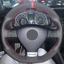 Black Suede Diy Car Steering Wheel Cover For Volkswagen Golf 5 Mk5 Gti Vw - £39.37 GBP
