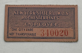 New York State Railways Employee Ticket Pass Rochester Lines Vintage NY Fare - £11.17 GBP