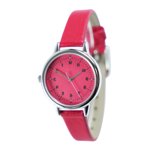 Backwards Ladies Watch Elegant Watch in Red Strap Free Shipping Worldwide - $45.00