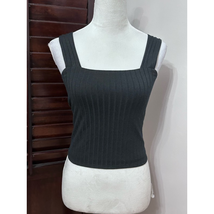 Bp Tank Top Women&#39;s XS Black Ribbed Sleeveless Straight Neck Stretch  - £9.52 GBP