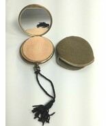 Ladies Make Up Compact Case Cover Tassel Vintage Round Goldtone - $18.67