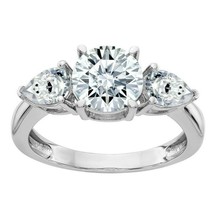 3.4Ct Simulated Diamond 3-Stone Engagement Wedding Ring 14K White Gold Plated - £62.52 GBP