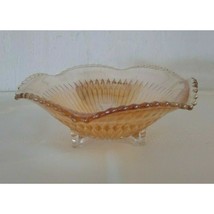 Vtg. Jeannette Marigold Iridescent Anniversary Carnival Glass Dish 3 Footed - $10.14 CAD