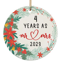 4 Years As Mr &amp; Mrs 2023 Ornament 4th Anniversary Wreath Christmas Gifts Decor - £11.83 GBP