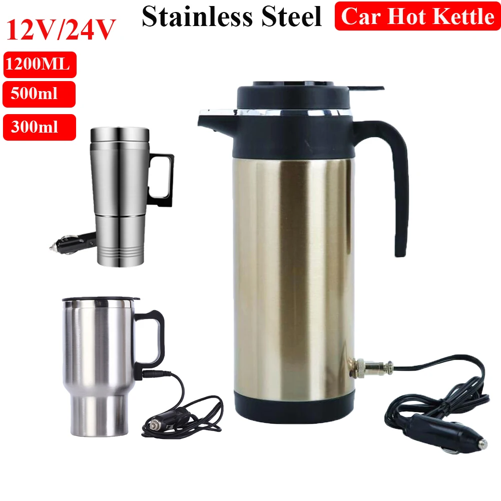 12V/24V Electric Heating Cup Kettle 1200 ML Car Hot Kettle Portable Water Heater - £16.35 GBP+