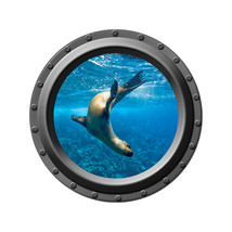 Underwater Seal - Porthole Wall Decal - £11.09 GBP
