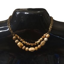 Large Chunky Polished Faceted Agate? Beaded Necklace Double Strand 18&quot; Boho - £6.45 GBP