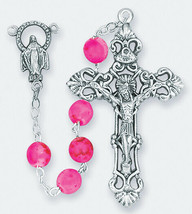 Pink Rosary with Speckled Beads plus two free prayer cards - £10.20 GBP