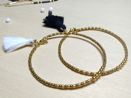 Dainty gold filled beaded bracelet for women,minimalist everyday tassel bracelet - £25.92 GBP
