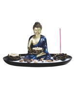 Buddha 88286 Meditating Zen Garden Tealight Holder Incense Burner Resin ... - €45,57 EUR