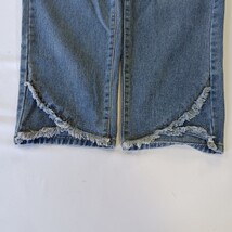 High Rise Women's Blue Cotton Blend Front Leg Frayed Denim Jeans Size XL (32×24) image 3