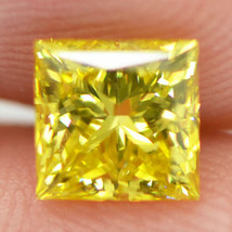Loose Yellow Diamond Princess Cut Fancy Color 1.05 Carat VVS2 Enhanced Polished - £1,248.96 GBP