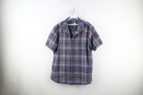 Vintage The North Face Mens XL Thrashed Spell Out Short Sleeve Button Shirt - $24.70
