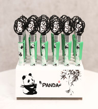 Pack Of 24 Panda Bear Cubs On Swing Green Ballpoint Ball Black Ink Pens W/ Base - $49.99