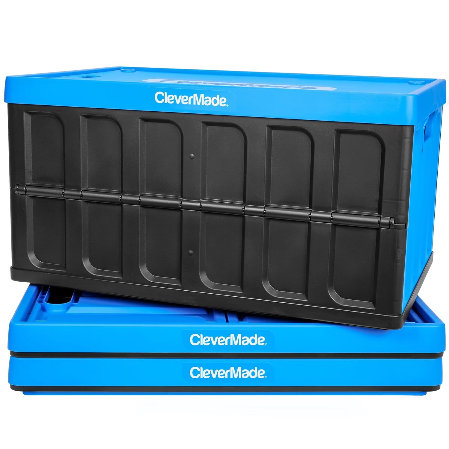 62L Collapsible Storage Bins With Lids - Folding Plastic Stackable Utility Crate