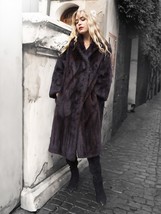 Dark Ranch Black Mink Coat Coats M Petit Notch Collar Fancy Lining Fast ... - $599.00