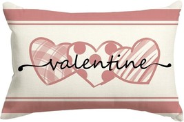 Pink Valentine Pillows Covers 12x20 Inch,Polka Dot Pink Heart Pillows Decorative - £6.86 GBP