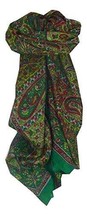 Mulberry Silk Traditional Square Scarf Solan Green by Pashmina &amp; Silk - £19.12 GBP