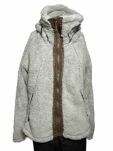 I5 Apparel Womens MEDIUM Fluffy Fleece Zipper &amp; Packable Hood Oatmeal Brown - AC - £28.54 GBP