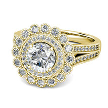 2.50Ct Vintage Empire Collection Double Halo Engagement Ring 14k Yellow ... - £1,176.42 GBP